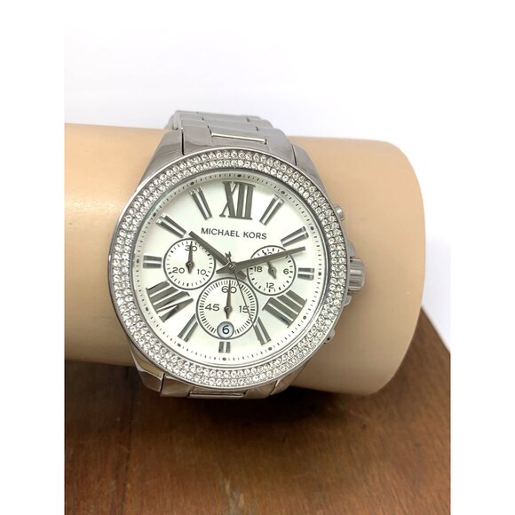 Michael Kors Women's Watch MK7429 Quartz Chronograph Silver Stainless Steel 42mm - Picture 12 of 15